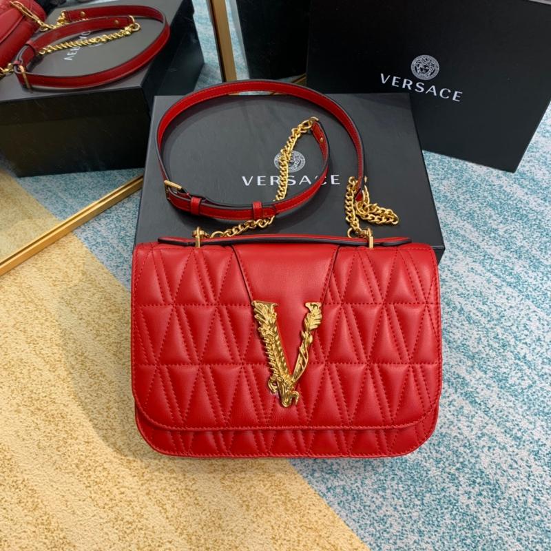 Versace Chain Handbags DBFG985 Pleated Red